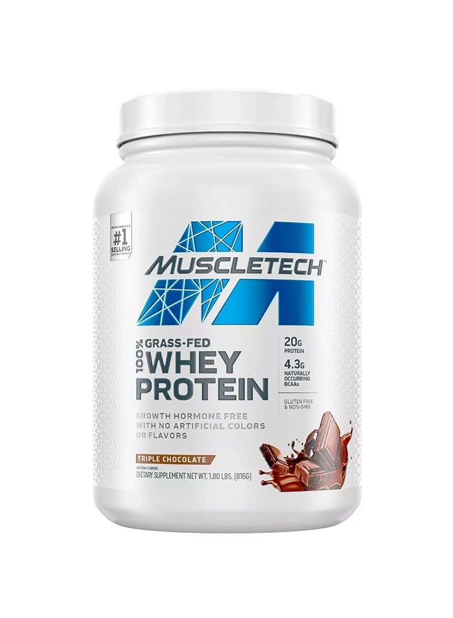 MuscleTech Grass Fed 100% Whey Protein Triple Chocolate 1.8lbs US (RB) - Image 1