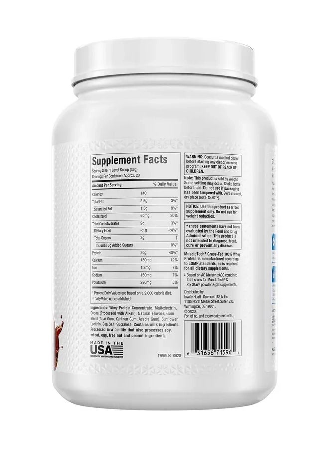 MuscleTech Grass Fed 100% Whey Protein Triple Chocolate 1.8lbs US (RB) - Image 3
