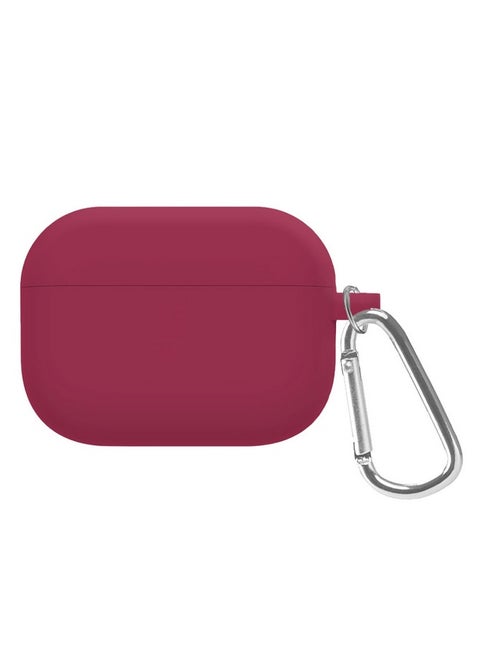 Shockproof Case For Airpod Pro Silicone Protective Case Ultra Slim Cover With Keychain Carabiner Dark Red
