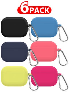 6 Pack Shockproof Case For Airpod Pro Silicone Protective Ultra Slim Cover With Keychain Carabiner Multicolour
