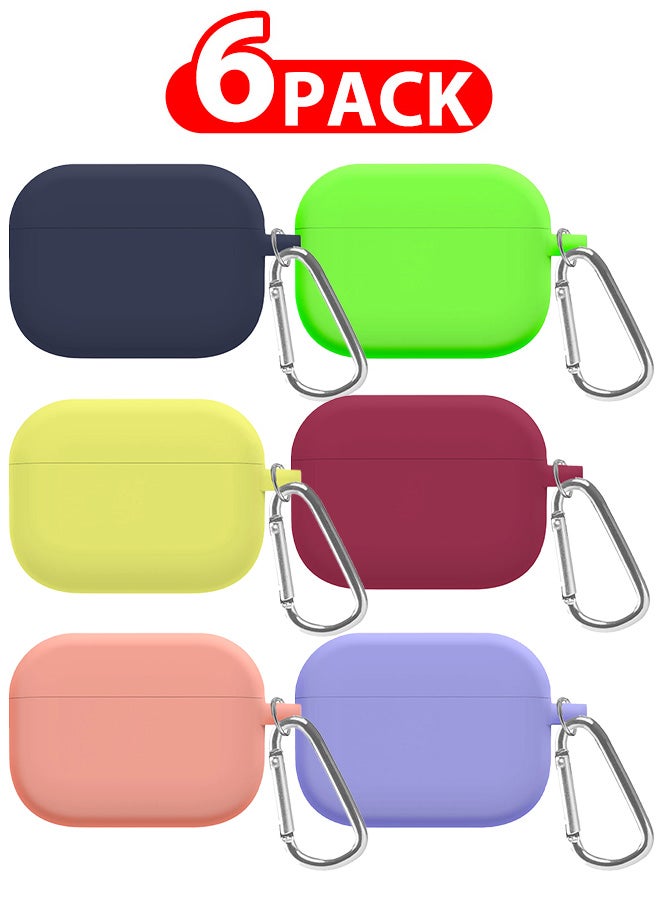 MARGOUN 6 Pack Shockproof Case For Airpod Pro Silicone Protective Ultra Slim Cover With Keychain Carabiner Multicolour - Image 1