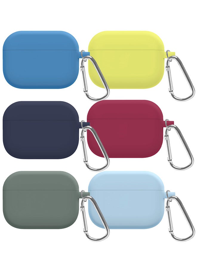 MARGOUN - 6 Pack Shockproof Case For Airpod Pro Silicone Protective Ultra Slim Cover With Keychain Carabiner Multicolour - Image 1