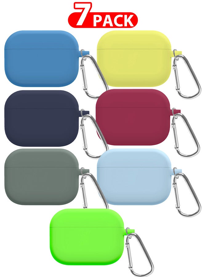 MARGOUN - 7 Pack Shockproof Case For Airpod Pro Silicone Protective Ultra Slim Cover With Keychain Carabiner Multicolour - Image 1
