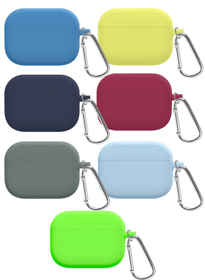 MARGOUN - 7 Pack Shockproof Case For Airpod Pro Silicone Protective Ultra Slim Cover With Keychain Carabiner Multicolour - Image 1