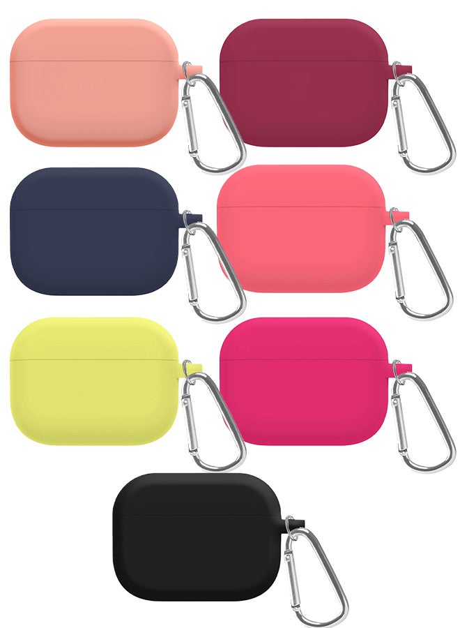 MARGOUN - 7 Pack Shockproof Case For Airpod Pro Silicone Protective Ultra Slim Cover With Keychain Carabiner Multicolour - Image 1