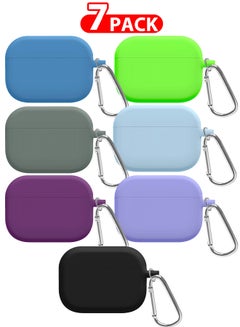 7 Pack Shockproof Case For Airpod Pro Silicone Protective Ultra Slim Cover With Keychain Carabiner Multicolour