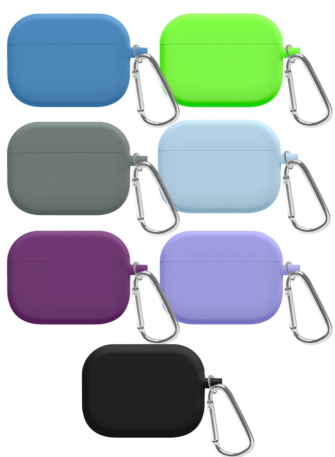MARGOUN - 7 Pack Shockproof Case For Airpod Pro Silicone Protective Ultra Slim Cover With Keychain Carabiner Multicolour - Image 1