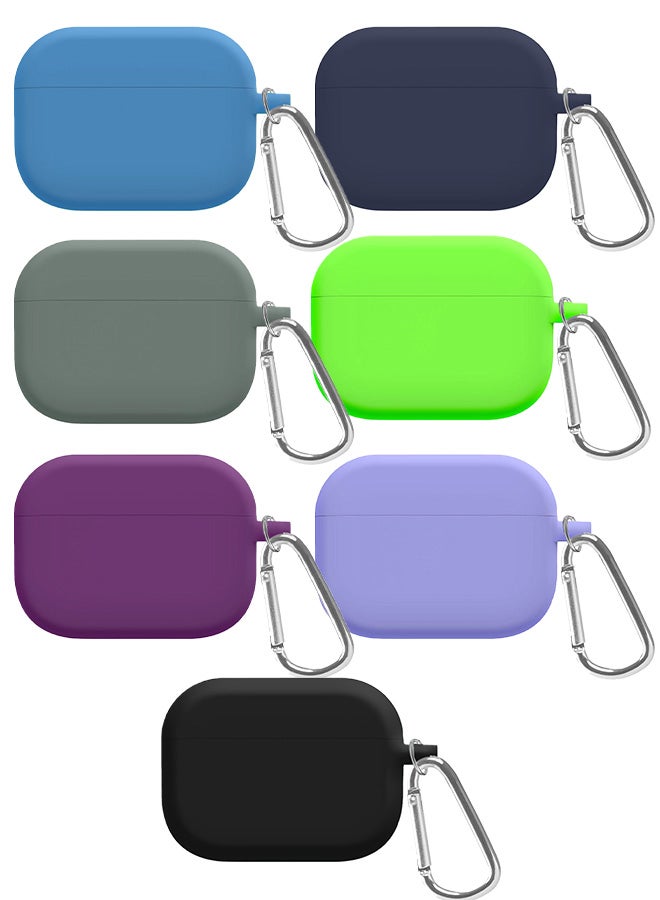 MARGOUN - 7 Pack Shockproof Case For Airpod Pro Silicone Protective Ultra Slim Cover With Keychain Carabiner Multicolour - Image 1