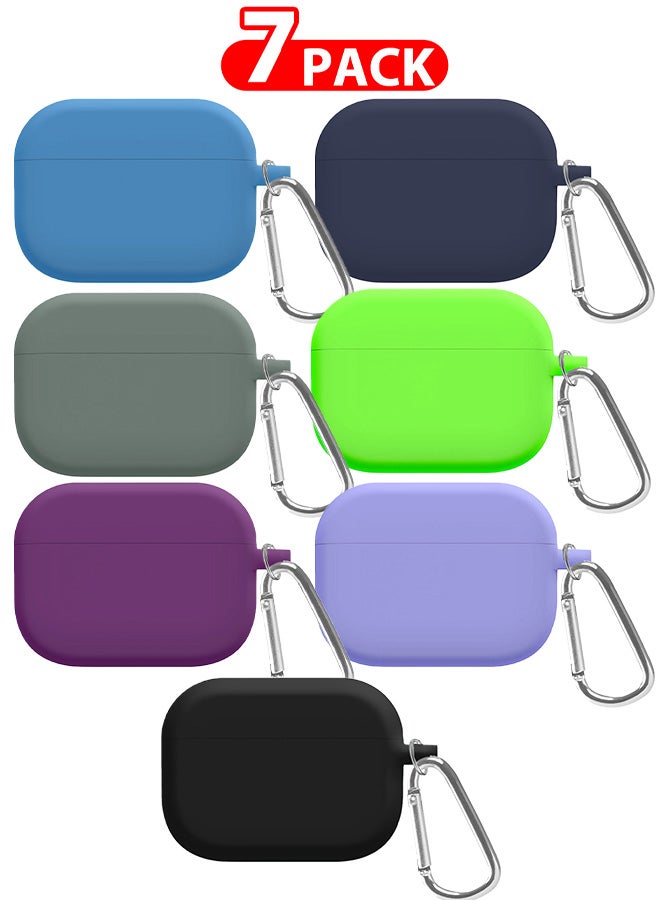MARGOUN - 7 Pack Shockproof Case For Airpod Pro Silicone Protective Ultra Slim Cover With Keychain Carabiner Multicolour - Image 1