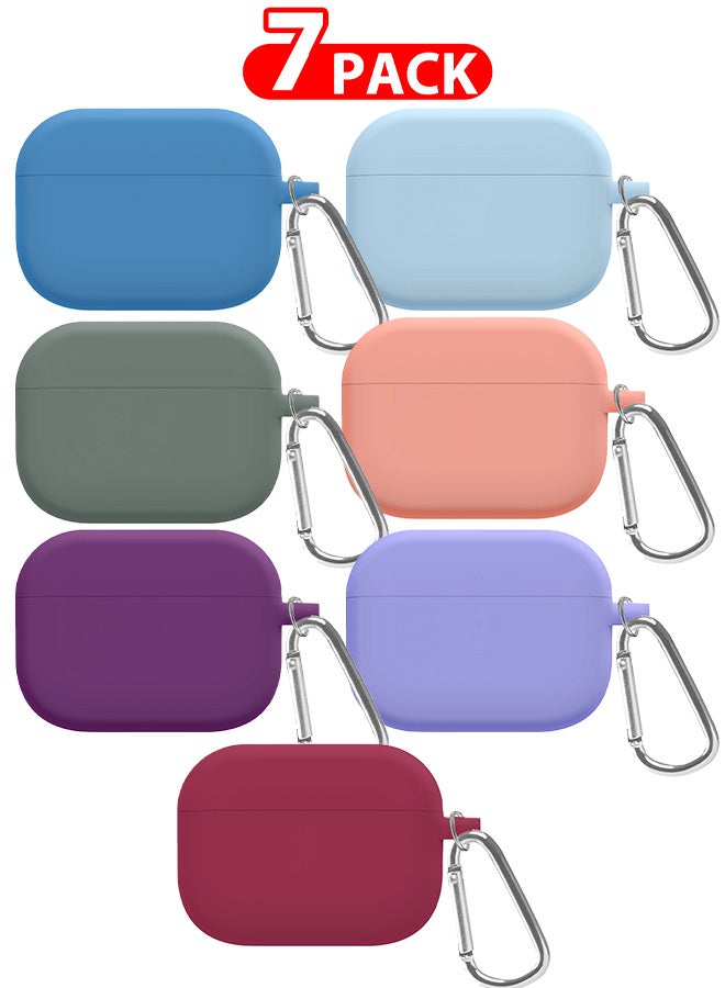 MARGOUN 7 Pack Shockproof Case For Airpod Pro Silicone Protective Ultra Slim Cover With Keychain Carabiner Multicolour - Image 1