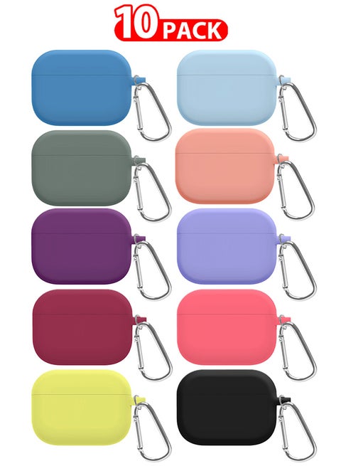 10 Pack Shockproof Case For Airpod Pro Silicone Protective Ultra Slim Cover With Keychain Carabiner Multicolour