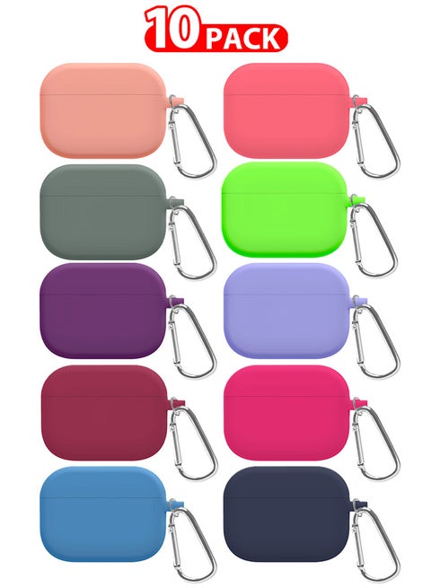 10 Pack Shockproof Case For Airpod Pro Silicone Protective Ultra Slim Cover With Keychain Carabiner Multicolour