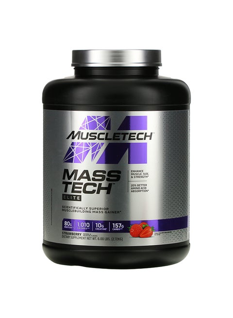 Mass Tech Elite Musclebuilding Mass Gainer Strawberry 6Lbs, 2.72kg