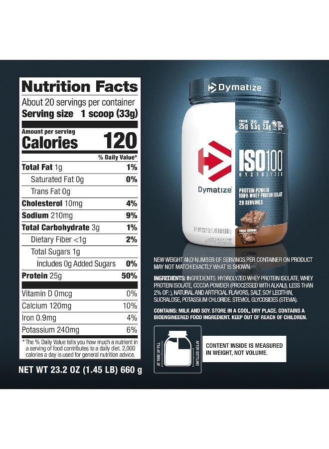 Dymatize - Iso 100 20 Serving Fudge Brownie 1.45 LB - Image 1