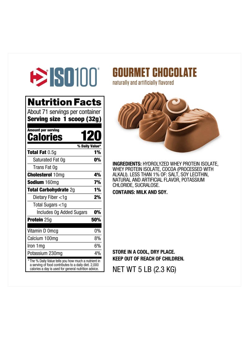 Dymatize - Iso 100 Gourmet Chocolate 5 Lb. 2.3 Kg 71 Servings - Image 1