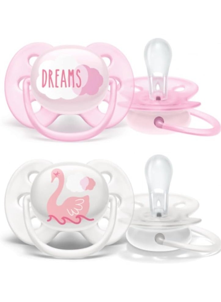 Philips Avent Avent Soft Soother, 0-6 Months Girl Mix Deco - Image 2