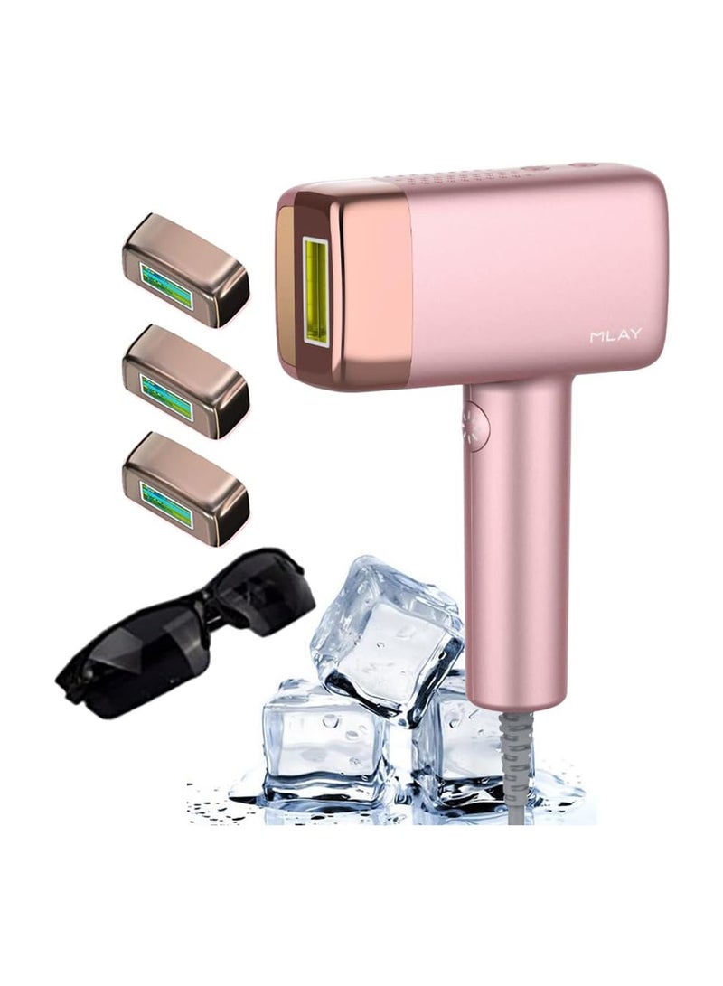 ملاي جهاز إزالة الشعر بالليزر T14 مع تقنية IPL ووظيفة التبريد لإزالة الشعر بدون ألم باللون الوردي - Image 4