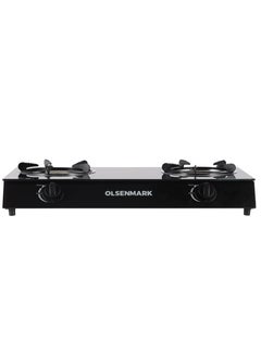 Olsenmark Gas Cooker, Tempered Glass Top Panel, Double Burner with Blue Flame, Stainless Steel Water Tray, Low Energy Consumption and Efficient, Auto Ignition System OMK7010Z BLACK  - Image 3
