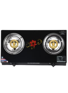 Olsenmark Gas Cooker, Tempered Glass Top Panel, Double Burner with Blue Flame, Stainless Steel Water Tray, Low Energy Consumption and Efficient, Auto Ignition System OMK7010Z BLACK  - Image 2