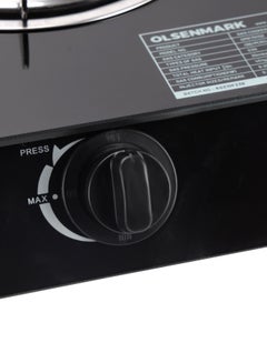 Olsenmark Gas Cooker, Tempered Glass Top Panel, Double Burner with Blue Flame, Stainless Steel Water Tray, Low Energy Consumption and Efficient, Auto Ignition System OMK7010Z BLACK  - Image 5