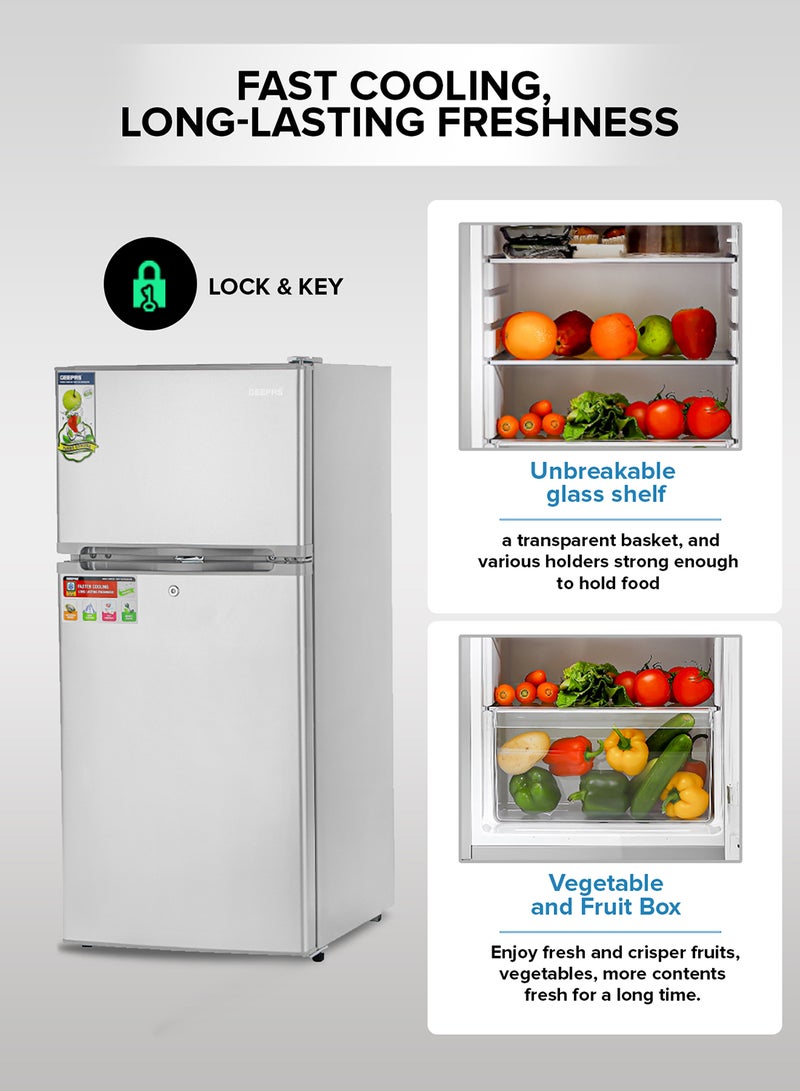 200L Gross/122L Net Capacity No-frost Double Door Compact Refrigerator| Auto Defrost-Prevent Ice Formation, Lock And Key, Spacious Vegetable Crisper Box, Fan Cooling For Long Lasting Freshness, 30L Freezer Capacity 120 W 200 L 120 W GRF2003SPN Grey - pnsku/N70034251V/45/_/1724825851/ede98e9e-16a0-434e-9b98-e4c065a51039