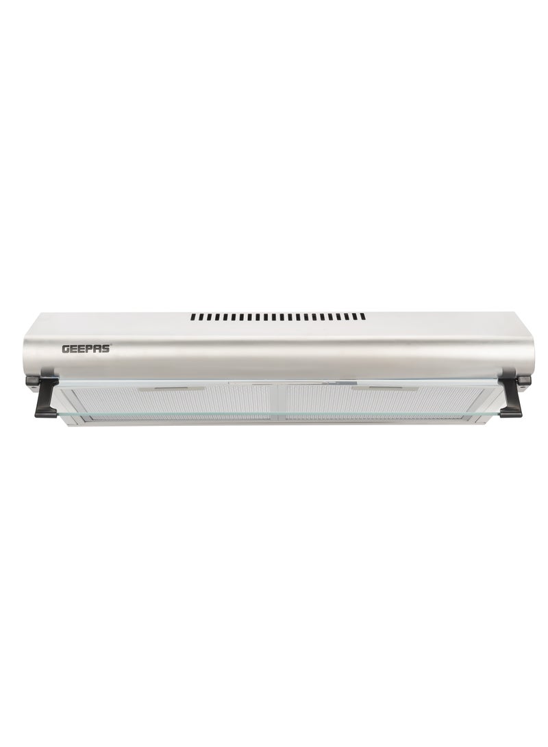 GEEPAS 60 CM Slim Hood With Charcoal Filter/ Chimney With 200 m3/Hour Suction, 3 Speeds, 1X2 Watts LED, 3 Layers Aluminium Filter, 80 W Motor, Stainless Steel Finish Body 82 W GHD611CS Silver  - Image 3