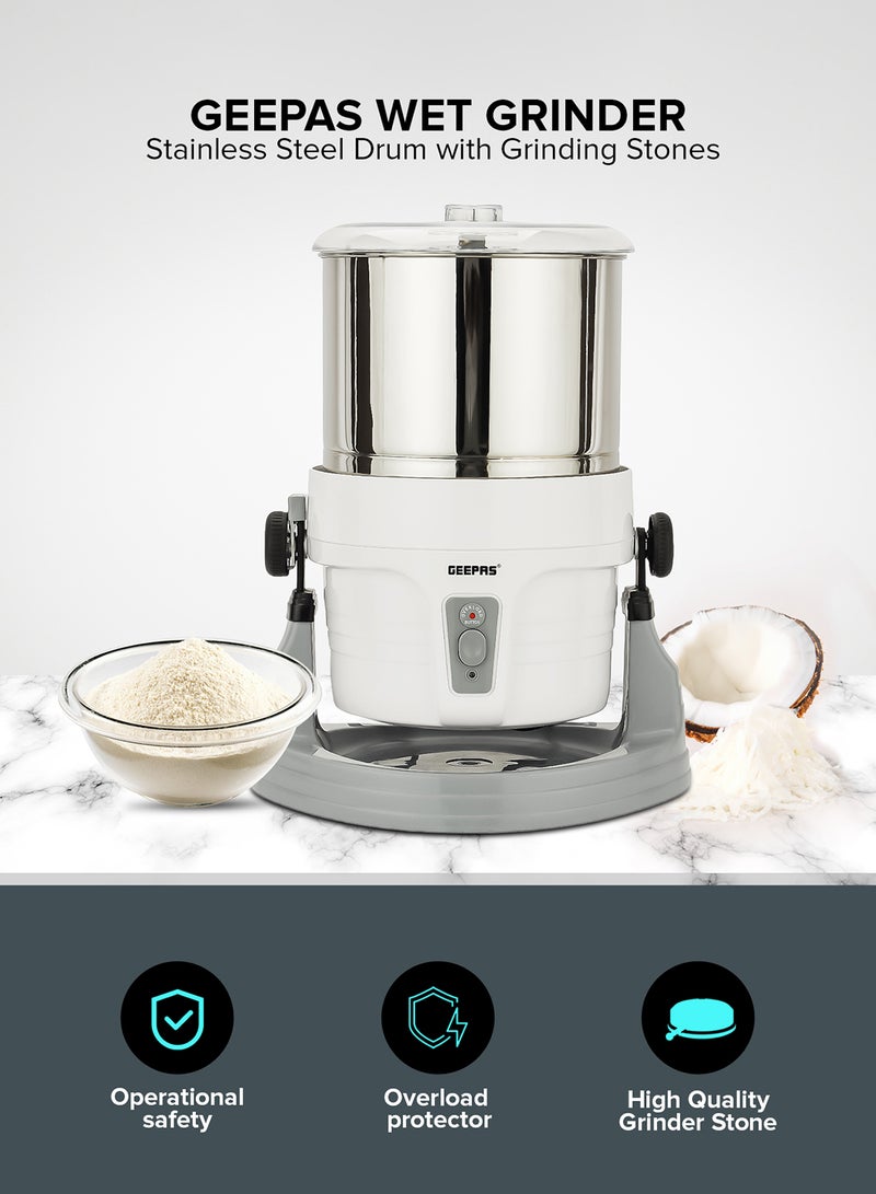 GEEPAS Wet Grinder Stainless steel Drum 2L Capacity | Interlocking Mechanism Transparent Lid & High Quality Grinding Stones | Ideal for Dhal, Grains, Curry Paste, Cutney, Idly Dosa Batter & More 2 L 200 W GWG44063 White & silver  - Image 2