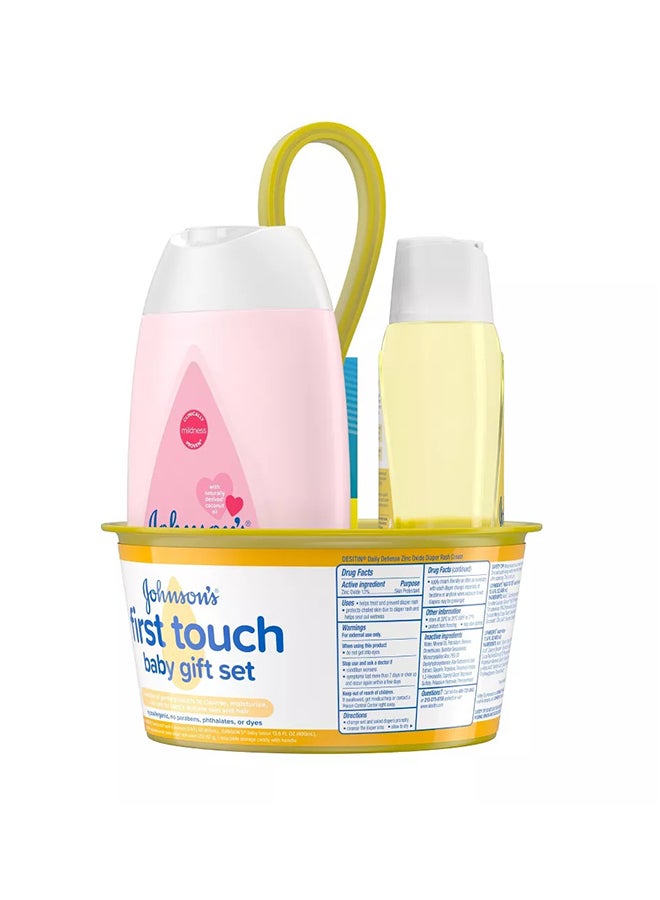 Johnson's - 3-Pieces First Touch Baby Gift Set Includes Bath Wash, Shampoo, Body Lotion, And Diaper Rash Cream - Image 1