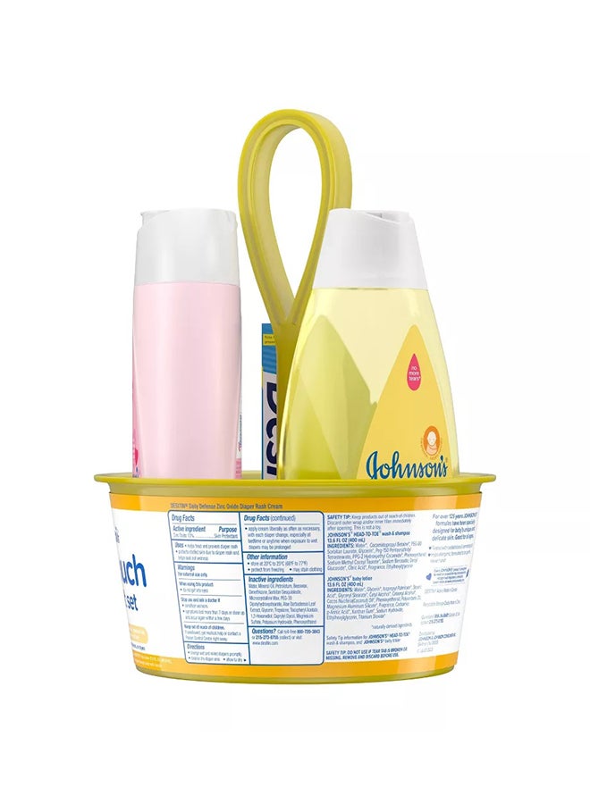 Johnson's - 3-Pieces First Touch Baby Gift Set Includes Bath Wash, Shampoo, Body Lotion, And Diaper Rash Cream - Image 1