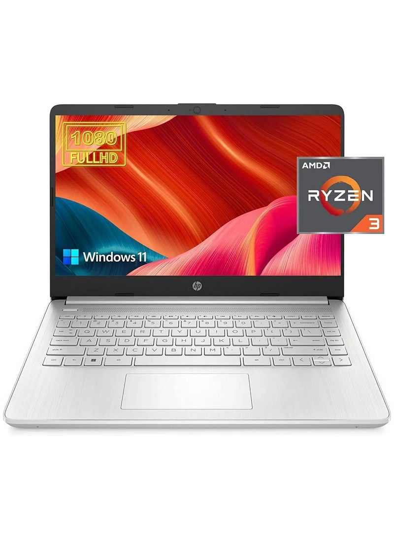 HP (Upgraded Version) 2023 Newest 14-inch FHD Display Laptop, AMD Ryzen 3 (Beat i5 7200U), 16GB RAM DDR4, 512GB SSD NVME, AMD Radeon Graphics, WiFi 6, Bluetooth, Thin & Light, Windows 11/ / English/Arabic Silver - Image 1