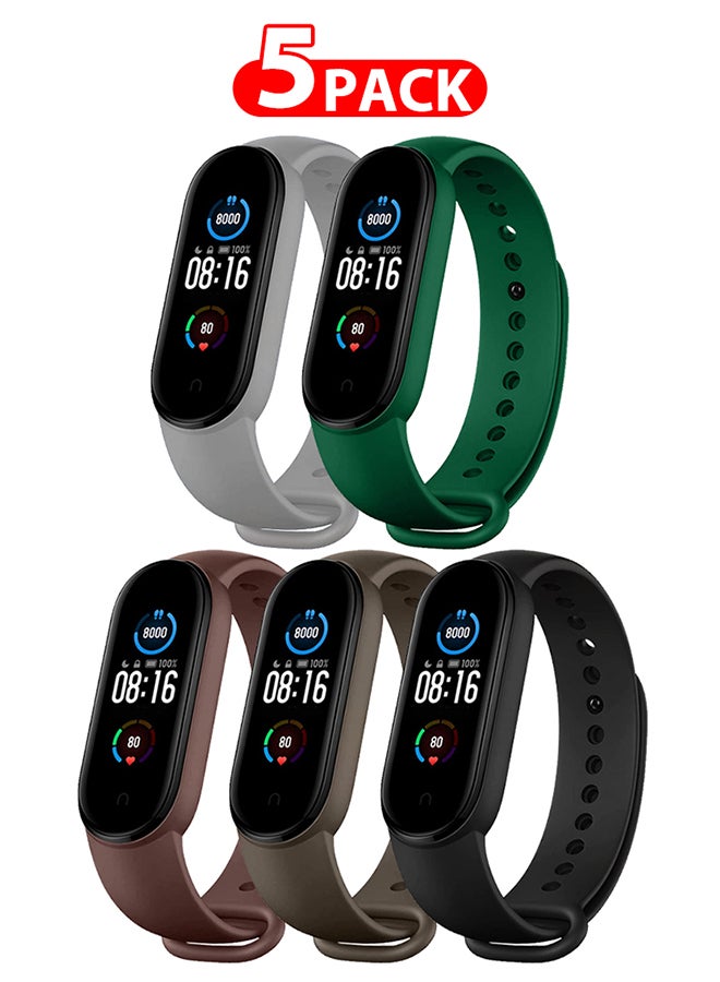 مارجون 5 حزم Xiaomi Band 5/6 حزام سيليكون ناعم مقاوم للماء بديل معصمه حزام إكسسوارات عصرية متوافقة مع Xiaomi Smart Mi Band 5/Mi Band 6  - Image 1