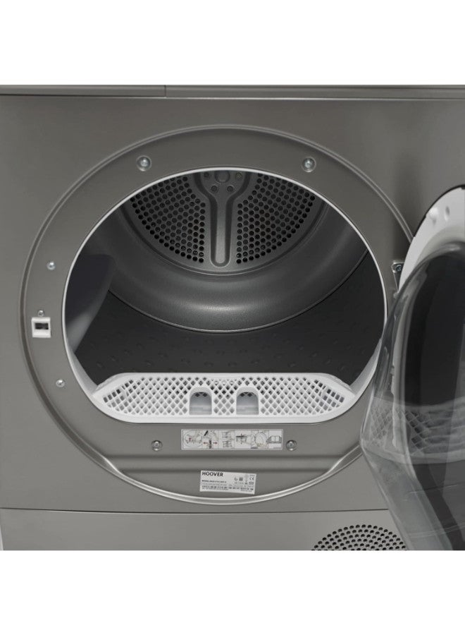 هوفر Front Loading Tumble Clothes Dryer  8kg Capacity 16 Functions Freestanding  Condenser Type  Sensor Drying & Anti Crease  Made in Turkey HCD-V812-S Silver  - Image 2