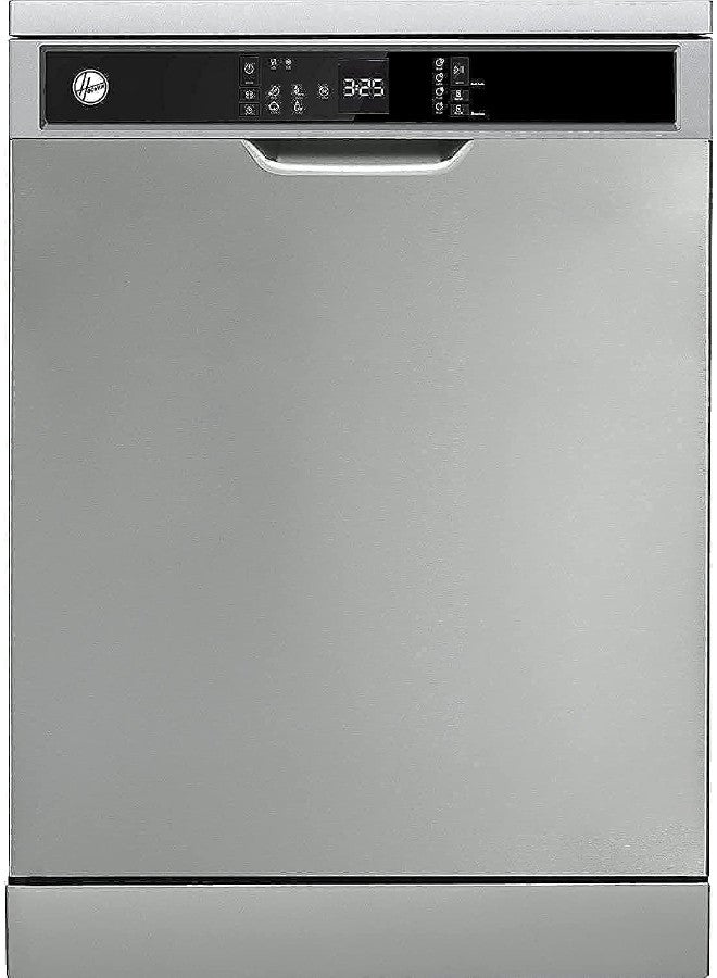 HOOVER Freestanding Dishwasher 5 Programs 12 Place Settings Push Button Delay Start Half Load Cleaning Made in Turkey (Steel) HDW-V512-S Silver  - Image 1