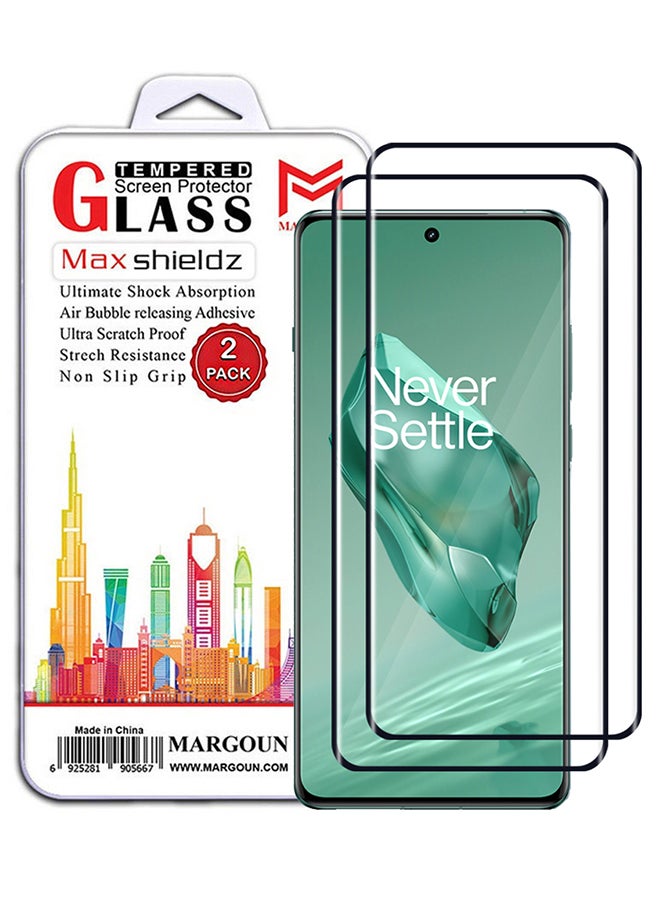MARGOUN 2 Pack For Oneplus 12 Screen Protector 9H Hardness HD Scratch Resistance Screen Protector 3D Curved Tempered Glass Film Clear - Image 1