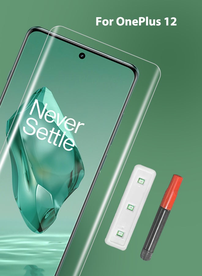 مارجون واقي شاشة Oneplus 12، 9H صلابة HD، مقاوم للخدش، واقي شاشة من الزجاج المقسى للأشعة فوق البنفسجية منحني - Image 3