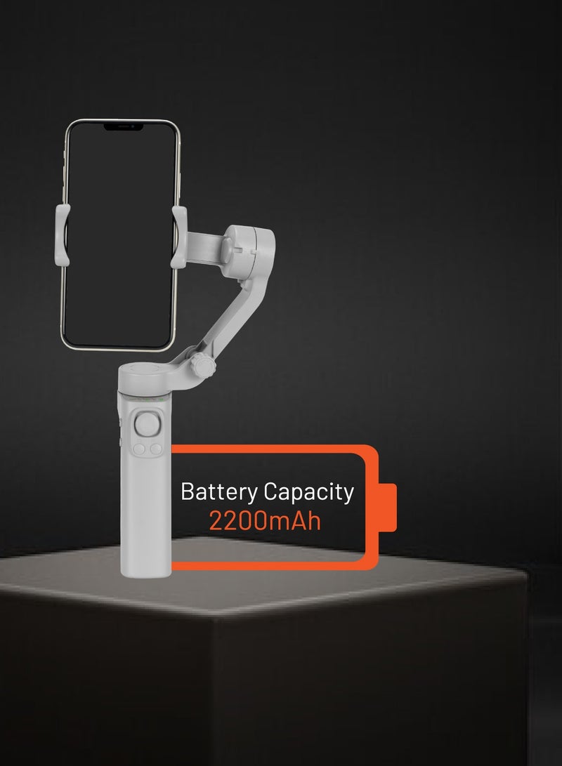porodo 2200 mAh 3-Axis Gimbal Stabilizer With AI Face & Object Tracking, Rolling, Pitching & Pan Angles, Versatile Sooting Modes, 7 Hrs Continous Working Time, Built In Battery, Android/iOS App Grey  - Image 4
