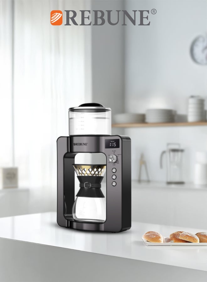 REBUNE Arabiica Coffee Drip Machine, 1 L 1500 W RE-6-027 Sillver  - Image 2