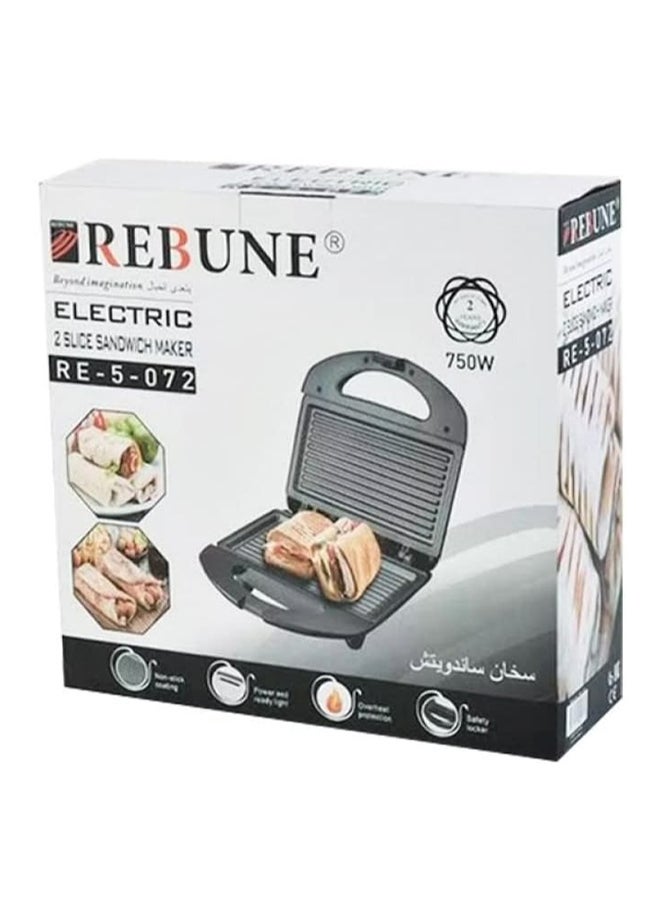 ريبون صانعة سخان الساندويتش بقدرة 750 وات RE-5-072 أسود  - Image 4