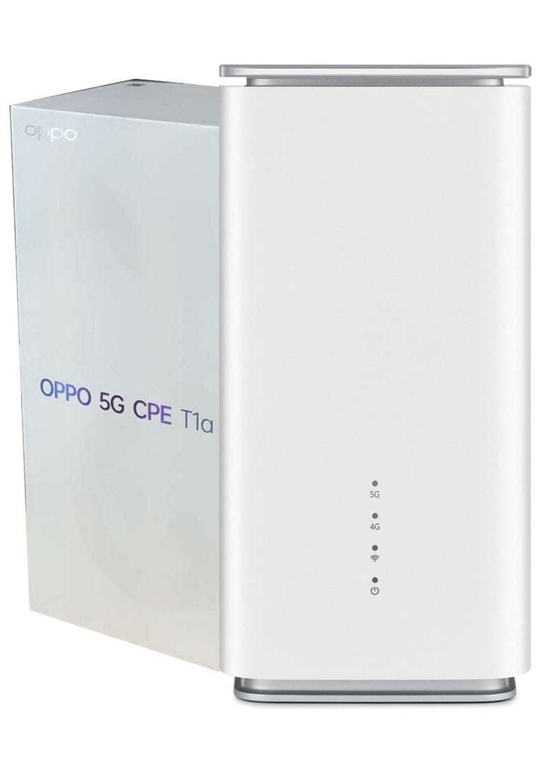 OPPO - 5G CPE T1a Router With Sim Slot LTE Cat20 WiFi Hotspot Wi-Fi 6 AX1800, Up To 4.1Gbps, Connect Up To 32 Devices, CTB04 Unlocked White - Image 1