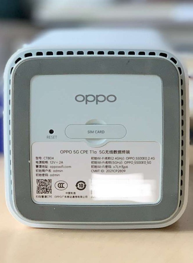 OPPO - 5G CPE T1a Router With Sim Slot LTE Cat20 WiFi Hotspot Wi-Fi 6 AX1800, Up To 4.1Gbps, Connect Up To 32 Devices, CTB04 Unlocked White - Image 1