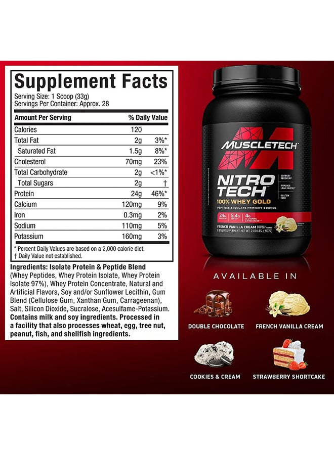 MuscleTech Nitro Tech 100% Whey Gold French Vanilla Cream 2lbs US (RB) - Image 4