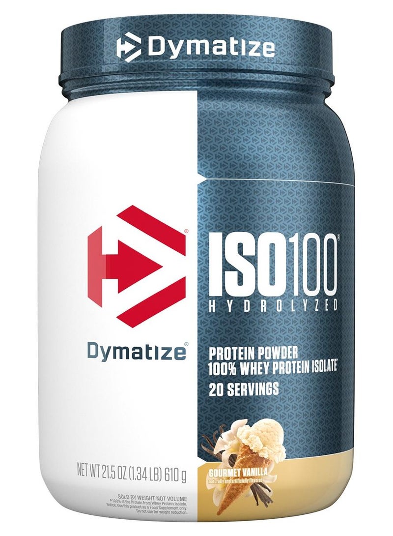 Dymatize ISO 100 - Gourmet Vanilla - 1.34 lbs. 610 Grams, 20 Servings