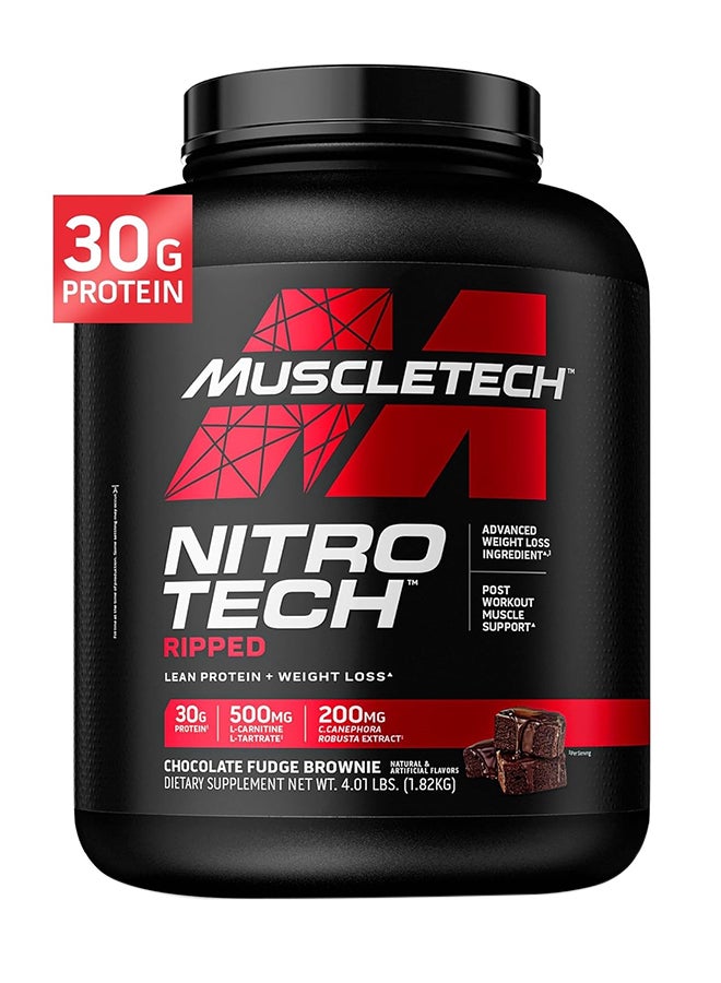MuscleTech - Nitro Tech Ripped Lean Protein Plus Weight Loss Chocolate Fudge Brownie 4.01lbs, 1.82kg - Image 1