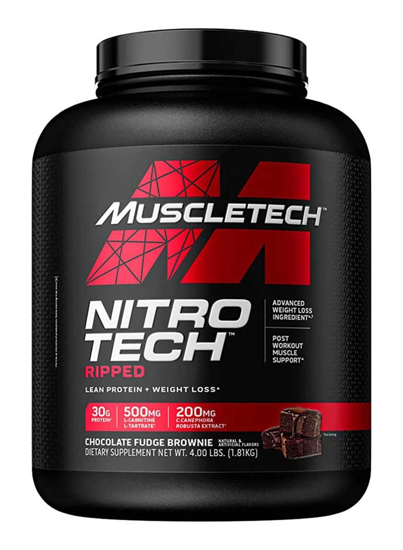 MuscleTech Nitro Tech Ripped Lean Protein Plus Weight Loss Chocolate Fudge Brownie 4.01lbs, 1.82kg 