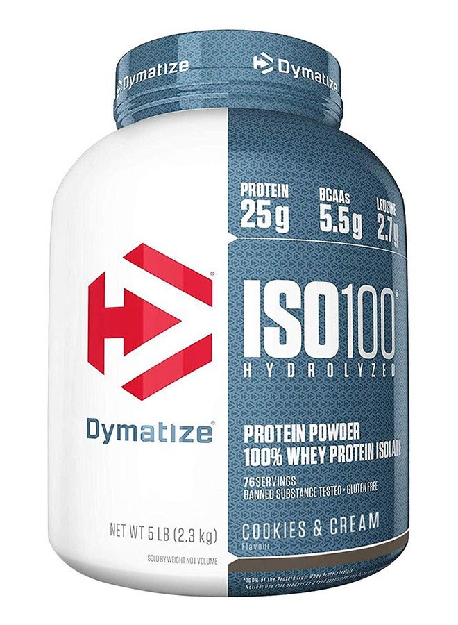 Dymatize ISO 100 0 Carb Whey Cookies & Cream, 5lb, 2.3kg 