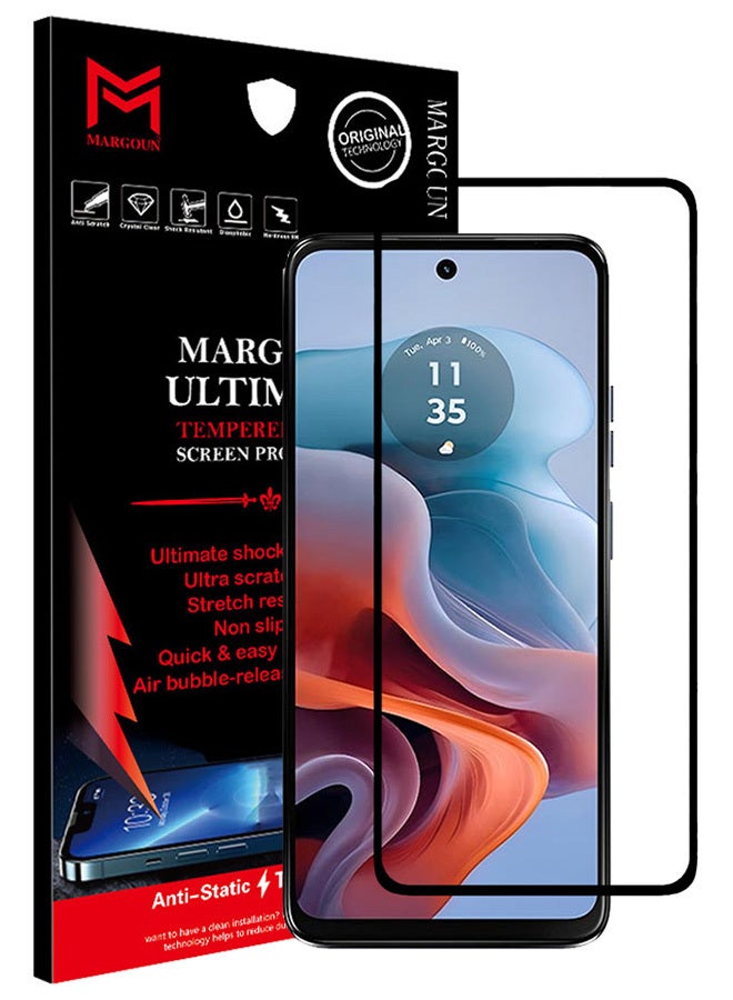 MARGOUN Motorola Moto G34 Screen Protector 9H Hardness Scratch Resistance Screen Protector 3D Tempered Glass Film Ultra HD Easy Install Case Friendly Glass Clear - Image 1