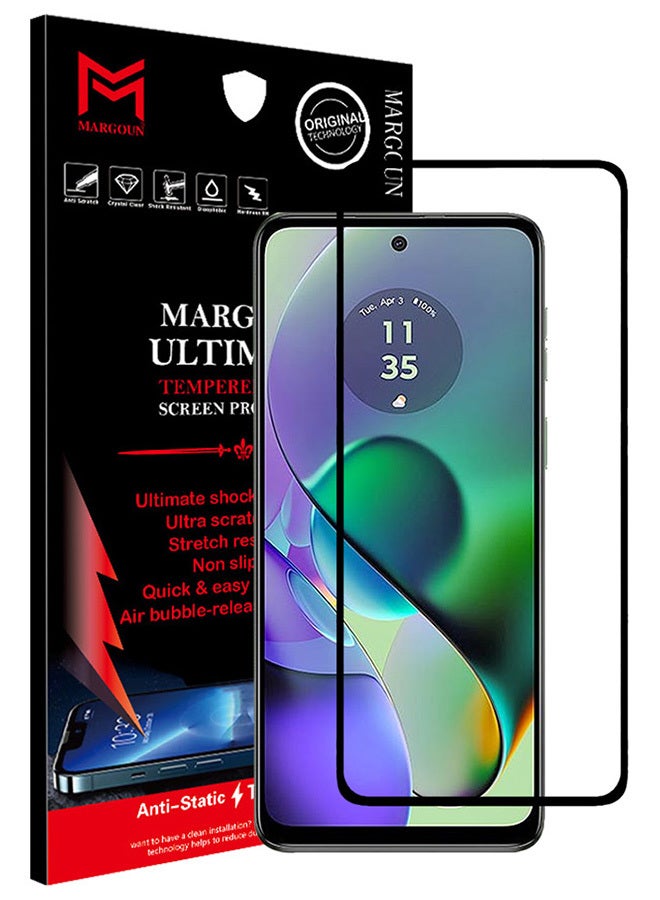 MARGOUN Motorola Moto G54 Screen Protector 9H Hardness Scratch Resistance Screen Protector 3D Tempered Glass Film Ultra HD Easy Install Case Friendly Glass Clear - Image 1