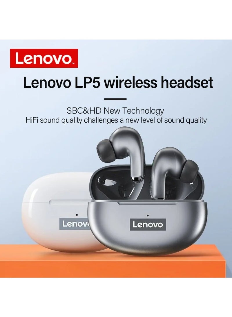 Lenovo LP5 Wireless Bluetooth Earbuds HiFi Music Earphone With Mic Headphones Sports Waterproof Headset Grey - Image 2