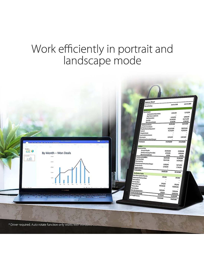 ASUS ZenScreen 15.6-Inch 1080P Portable USB Monitor (MB166C) - Full HD, IPS, USB Type-C, USB-Powered, Eye Care, Tripod Mountable, Anti-Glare Surface, Protective Sleeve Black - Image 4