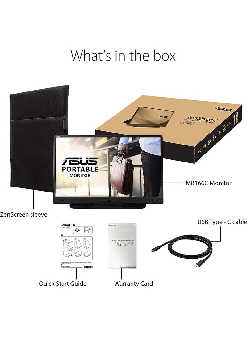 ASUS ZenScreen 15.6-Inch 1080P Portable USB Monitor (MB166C) - Full HD, IPS, USB Type-C, USB-Powered, Eye Care, Tripod Mountable, Anti-Glare Surface, Protective Sleeve Black - Image 5